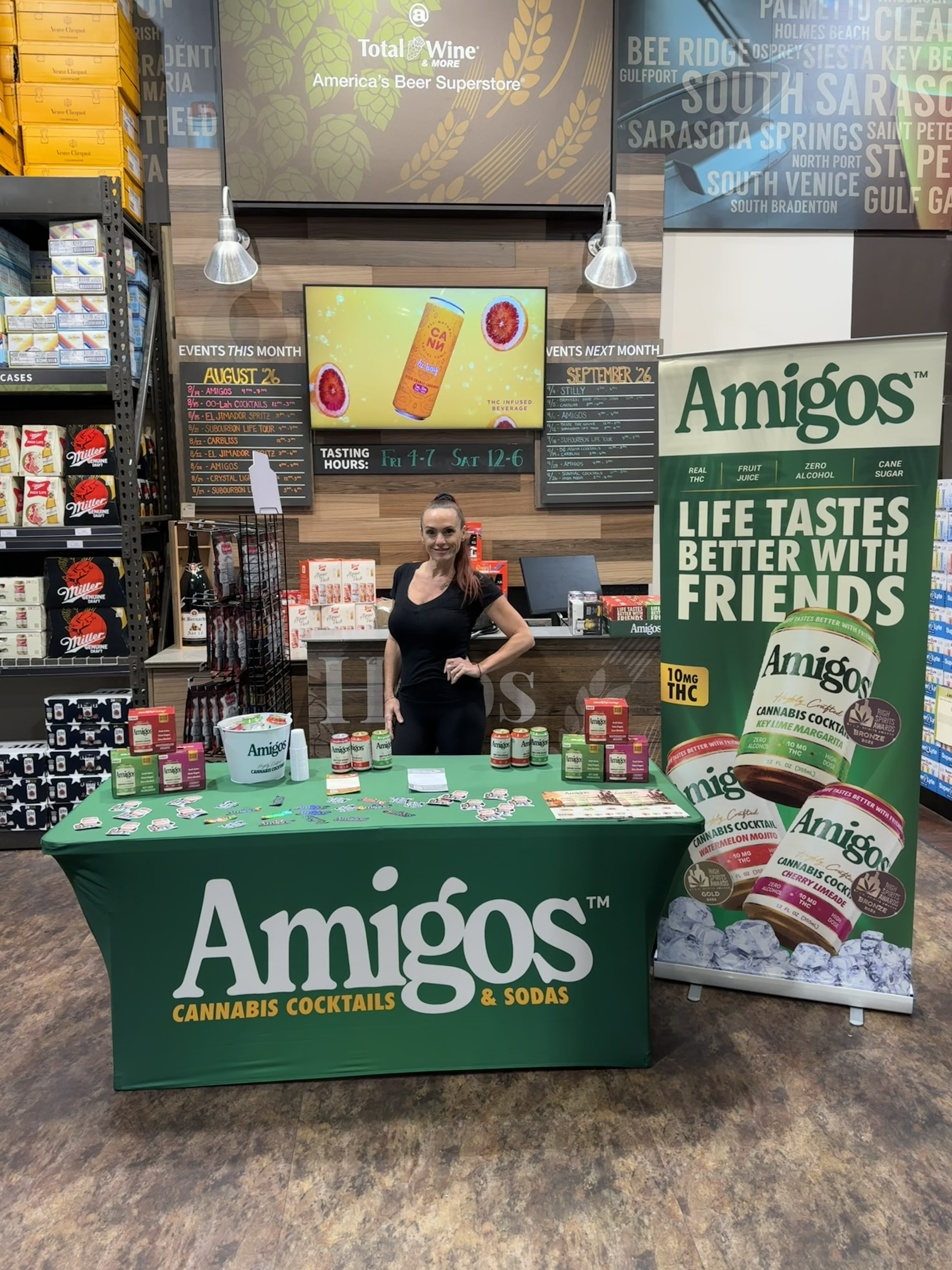 Brand ambassador at Amigos beverage sampling event in National chain retailer
